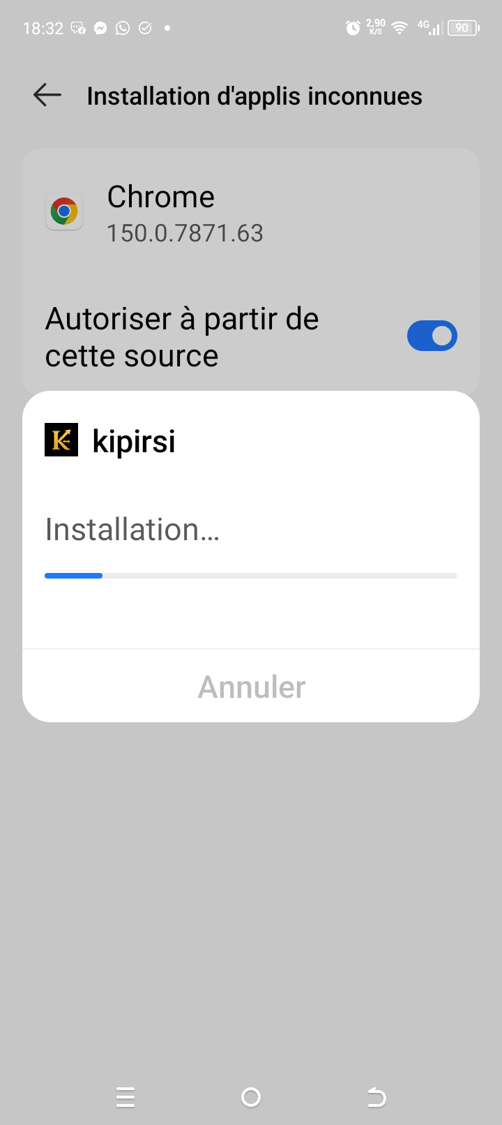 Mise à jour de l'application
