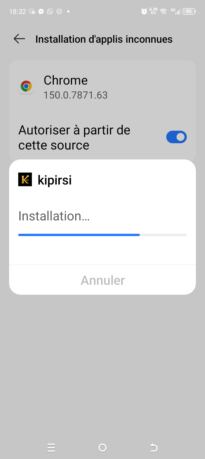 Installation en cours
