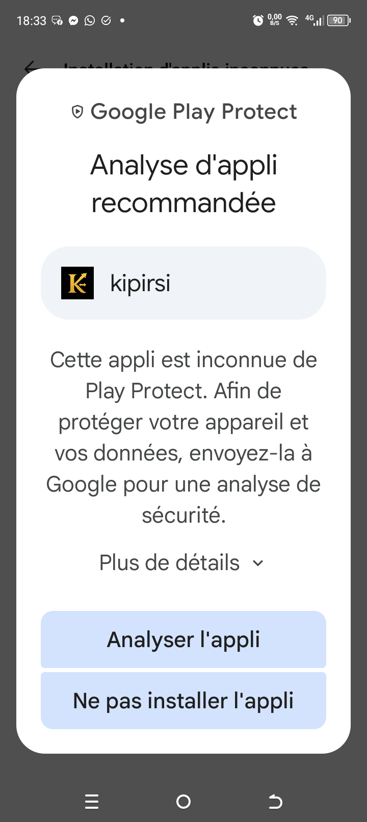 Analyse de sécurité recommandée